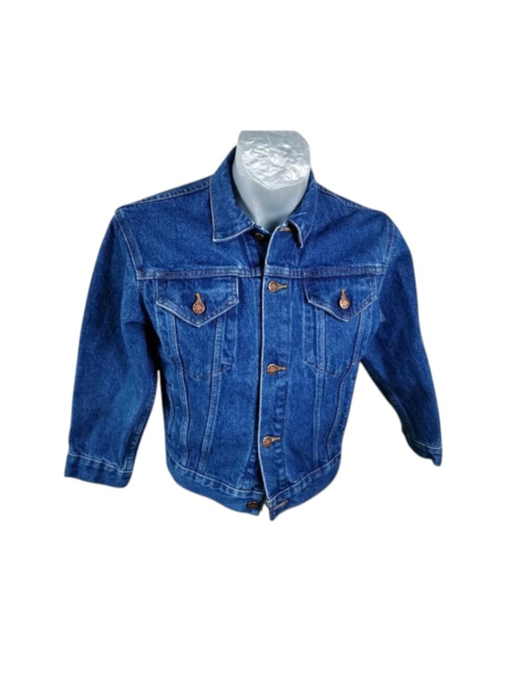 Lands End Blue Denim Jean Jacket Boys Size M‎